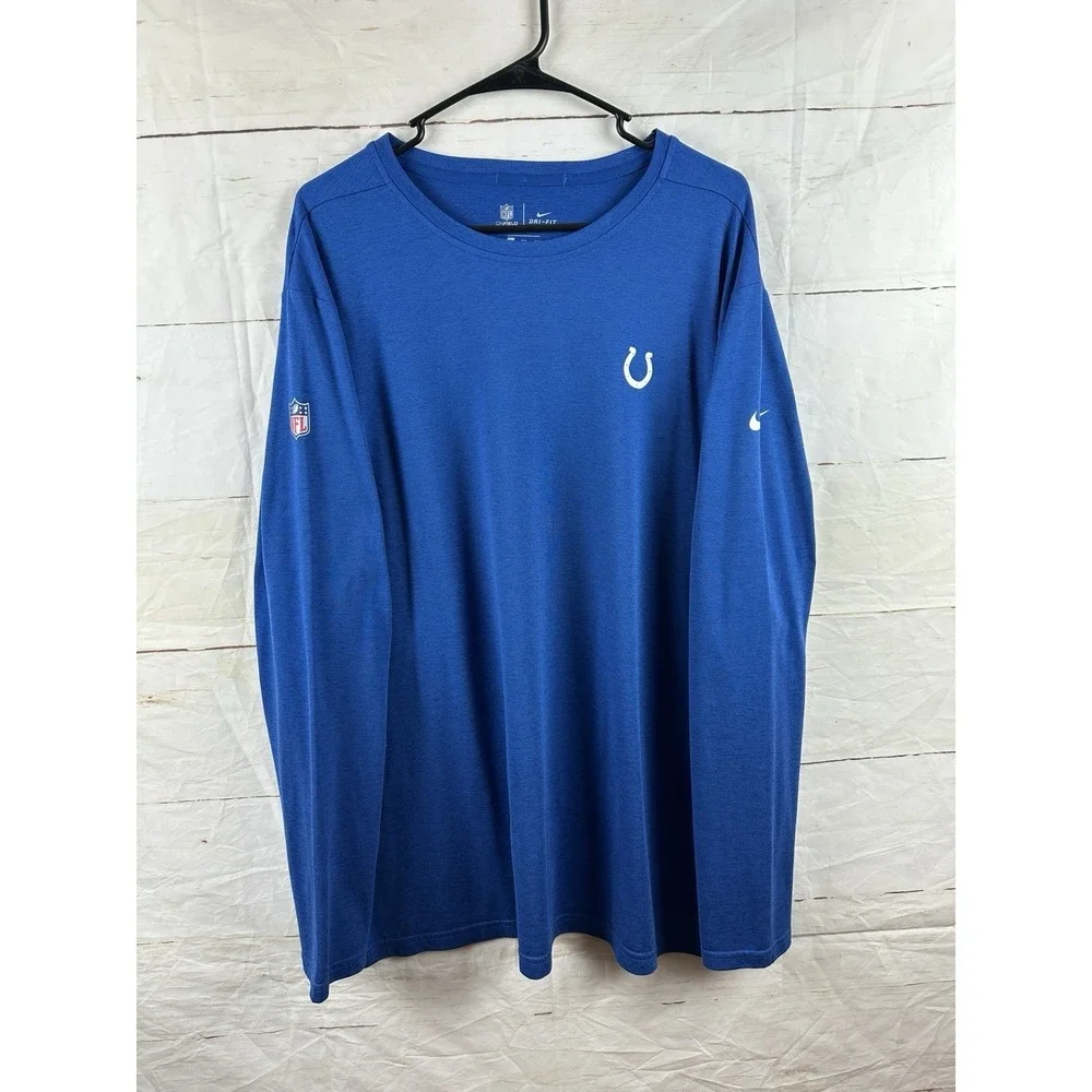 Nike Indianapolis Colts Dri Fit Long Sleeve Tee Shirt NFL Football Blue 2XL